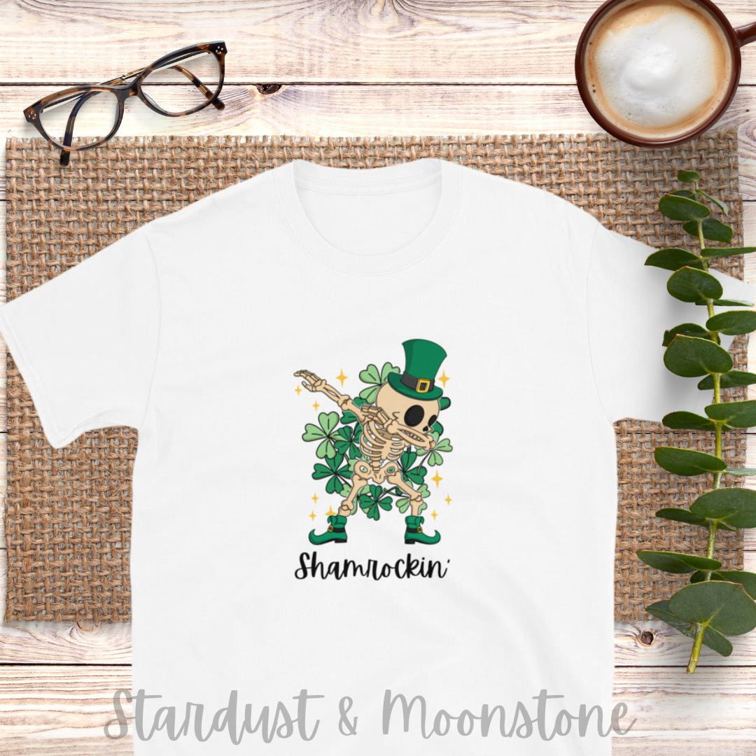 Shamrockin Skeleton St Patrick's Shorts-Sleeve Unisex T-Shirt