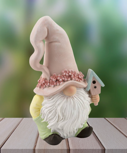 Darra Garden Gnome Rosa Hut mit Vogelhaus