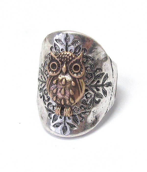 Zwei-Toned Owl Ring mit Stretch Band