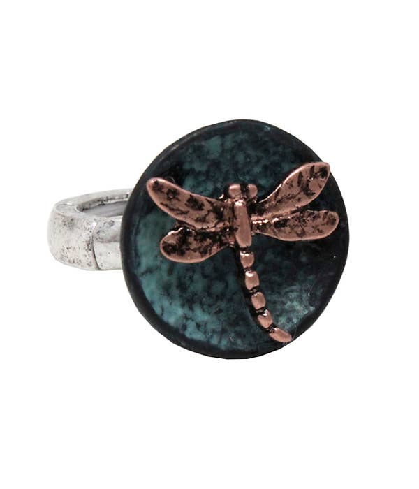 Vintage Metal Dragonfly Ring mit Stretch Band