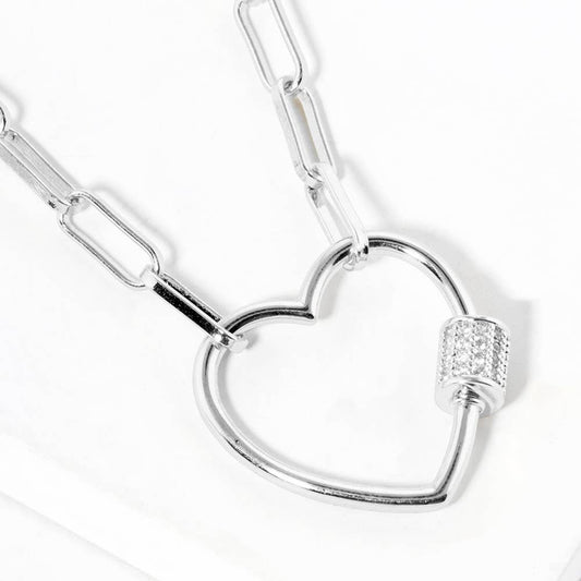 Gold getaucht CZ Open Heart Carabiner Anhänger Kettenkette