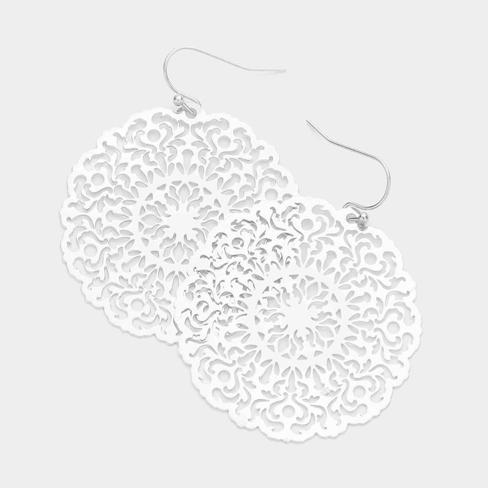 Leichte Silber Filigree Kreisscheiben-Ohrringe