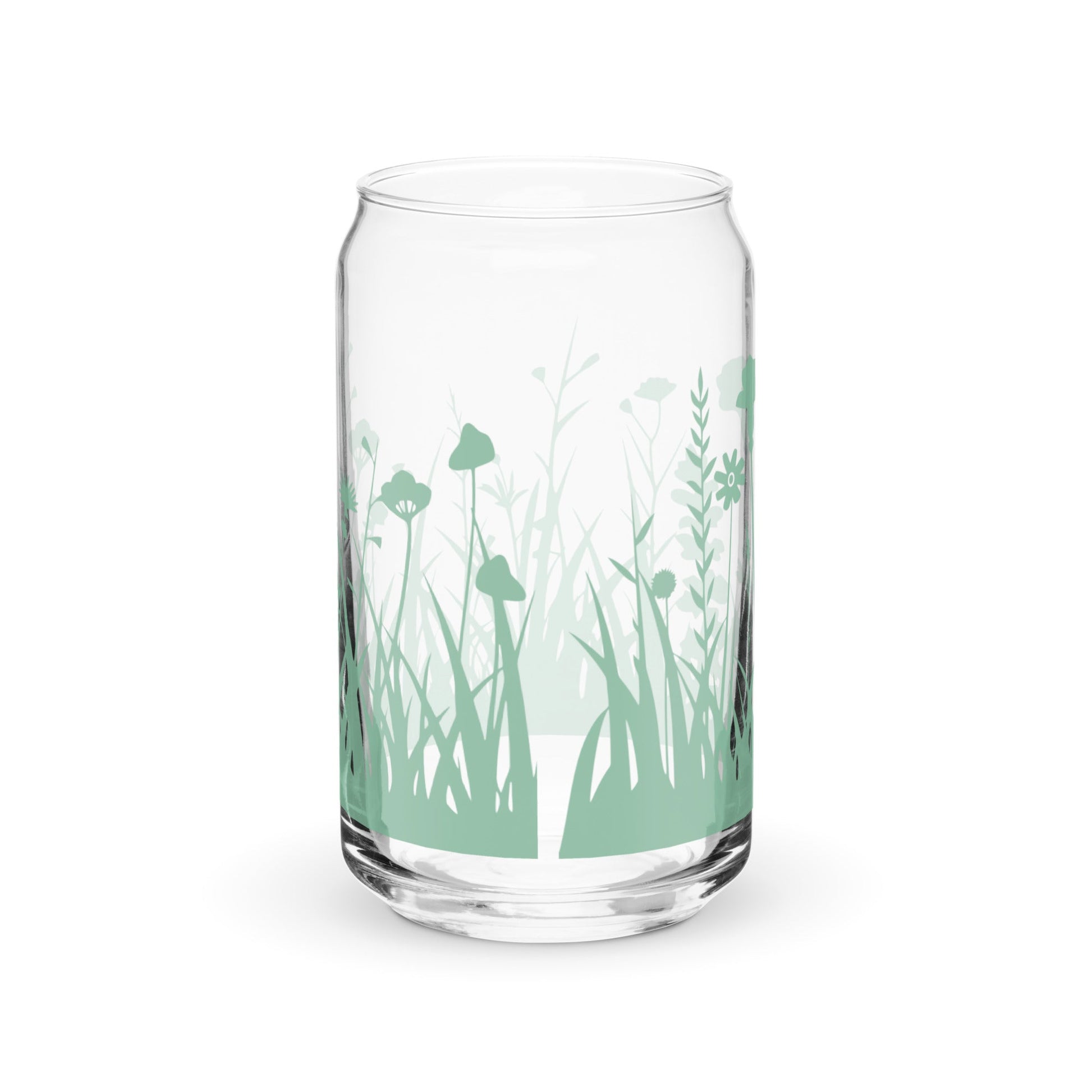 Wiesenblumen Glasbecher mit optionalem Bambusdeckel und Stroh