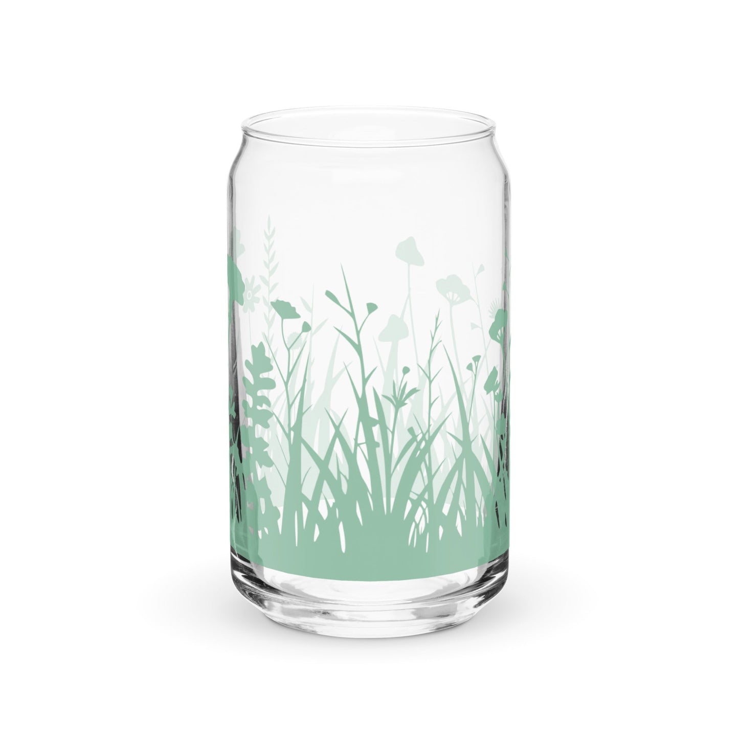 Wiesenblumen Glasbecher mit optionalem Bambusdeckel und Stroh