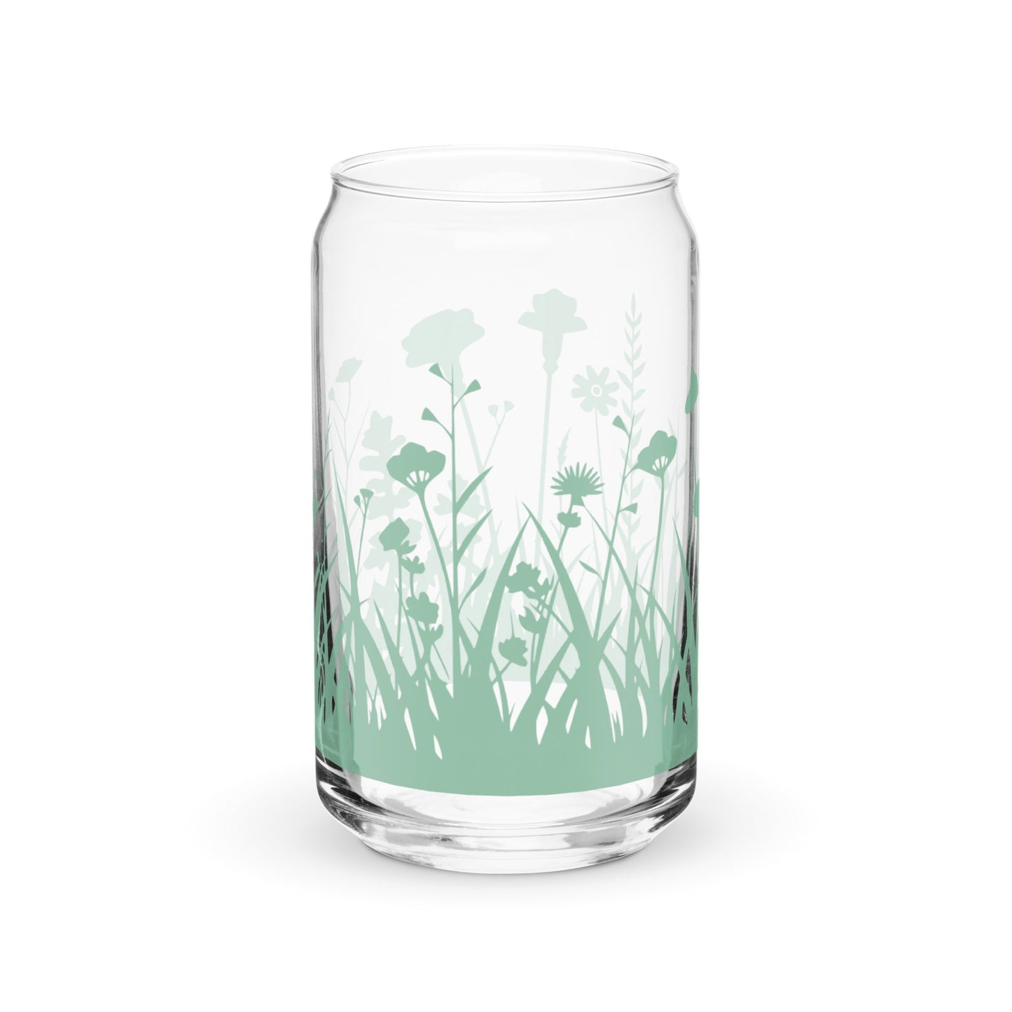 Wiesenblumen Glasbecher mit optionalem Bambusdeckel und Stroh