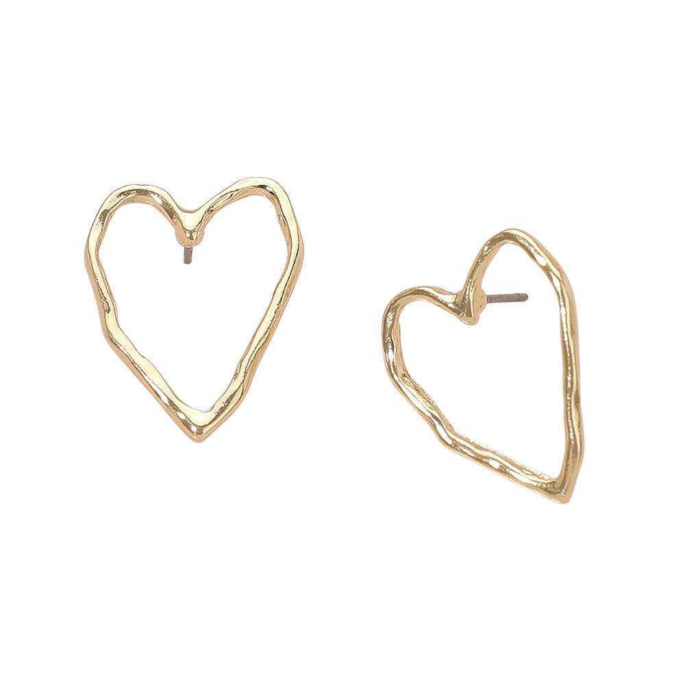 Metallorganische Outline Open Heart Stud Ohrringe