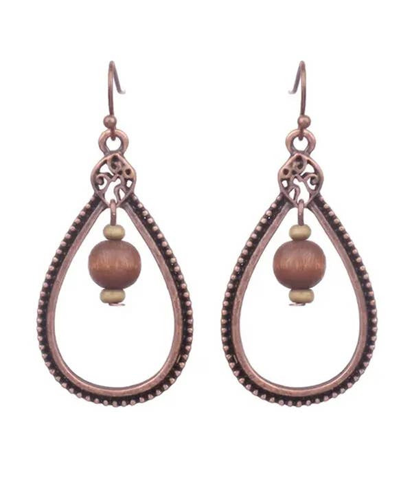 Vintage Teardrop Ohrringe in Kupfer