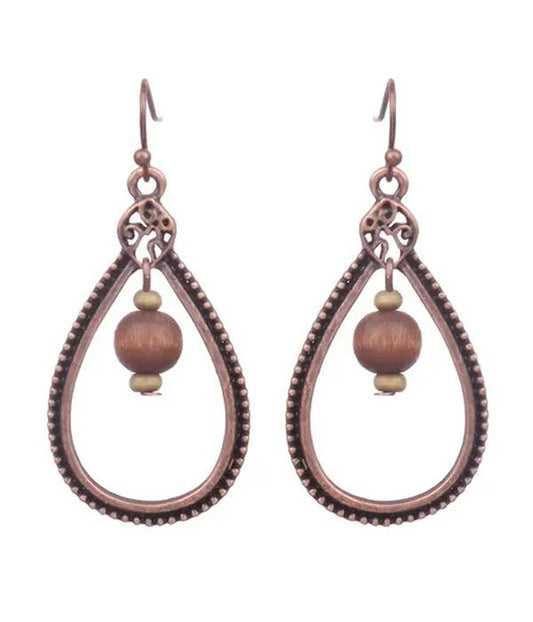 Vintage Teardrop Ohrringe in Kupfer