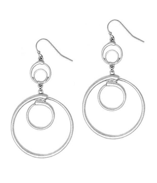 Silber Multi Ring Drop Ohrringe