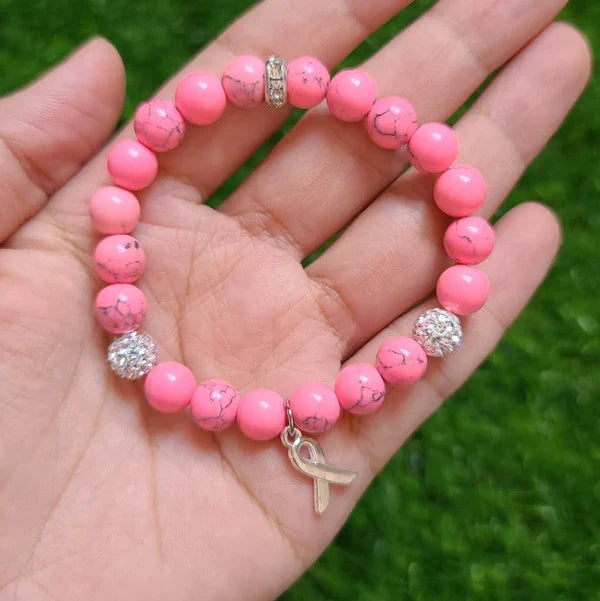 Hope Rosa Ribbon BCA Stone Bracelets