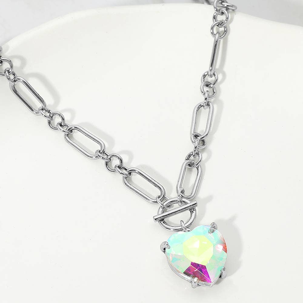 Chunky Heart Stone Cluster Toggle Anhängerkette