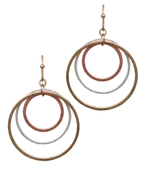 Triple Hoop Ohrringe mit Gold, Silber, Roségold