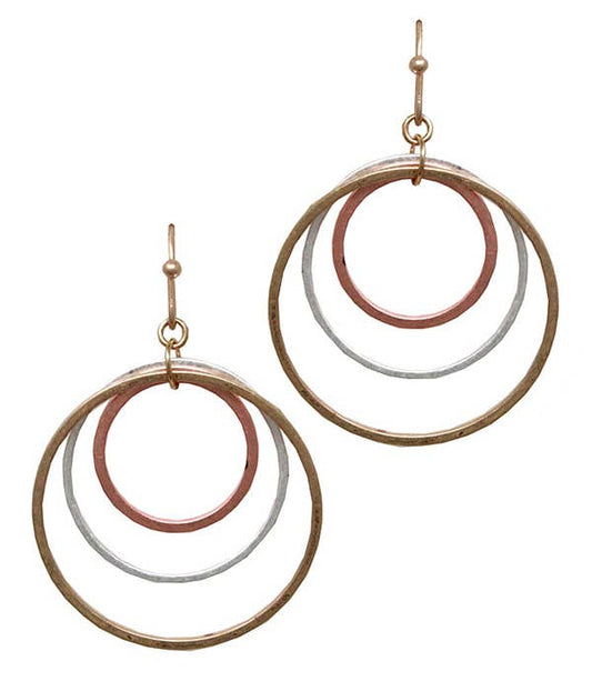 Triple Hoop Ohrringe mit Gold, Silber, Roségold