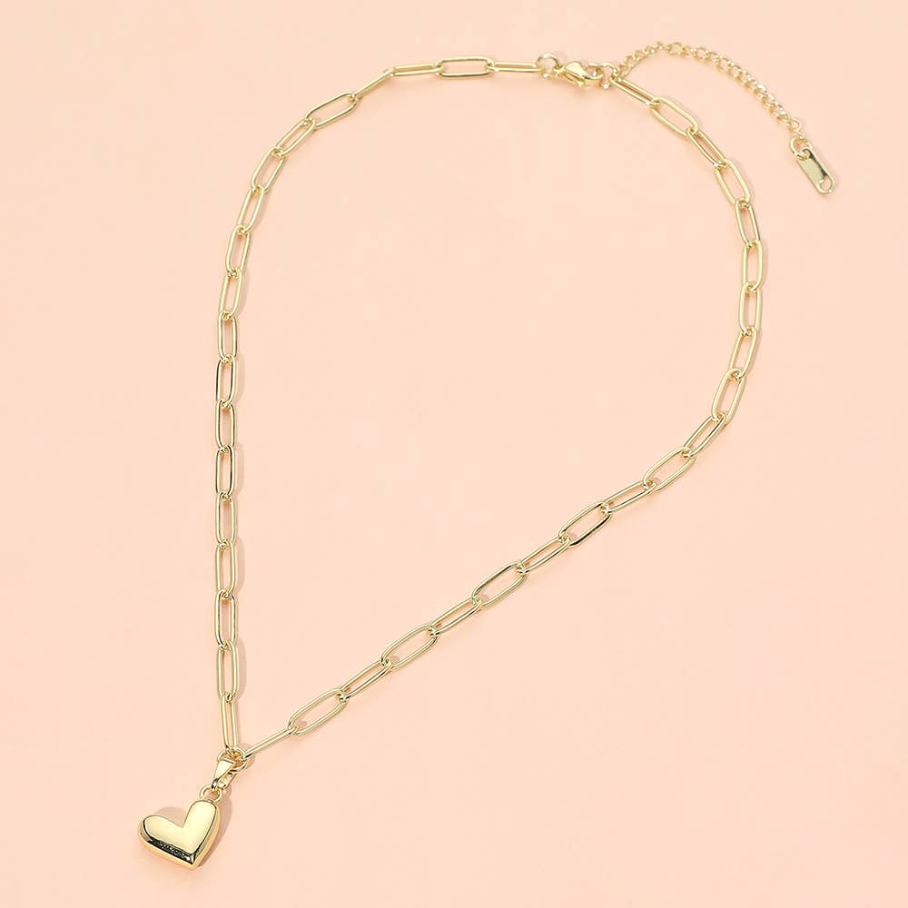Gold Tone Herzanhänger Paperclip Kettenkette
