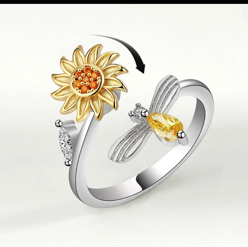 Bee & Sunflower Fidget Spinner Verstellbarer Ring