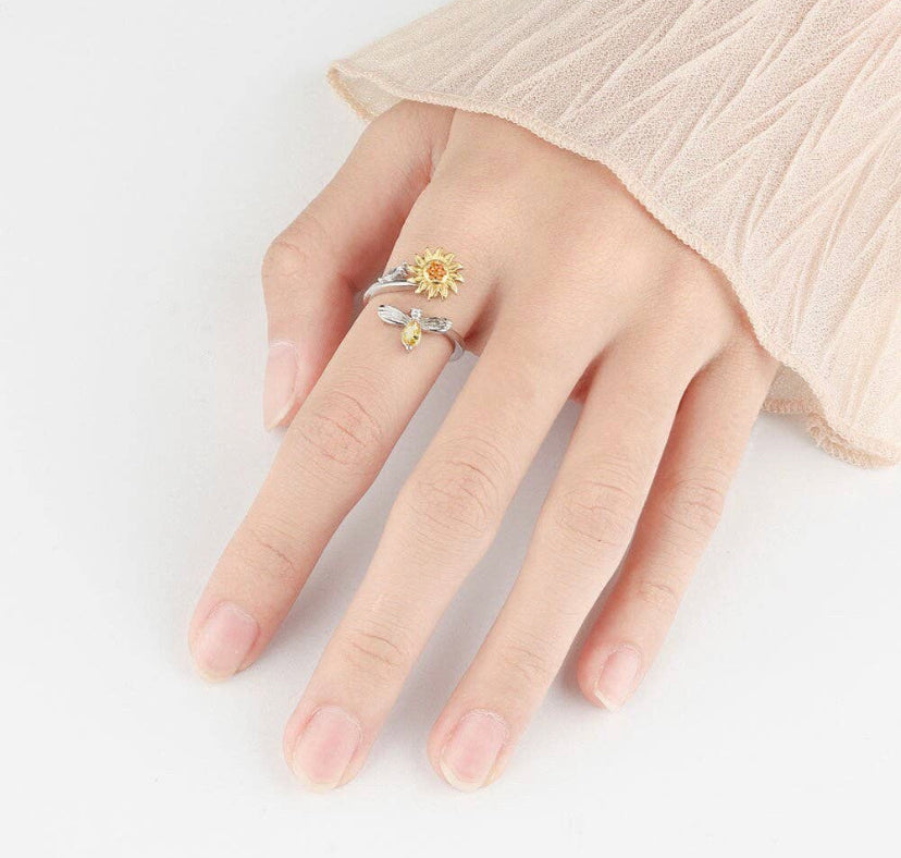 Bee & Sunflower Fidget Spinner Verstellbarer Ring