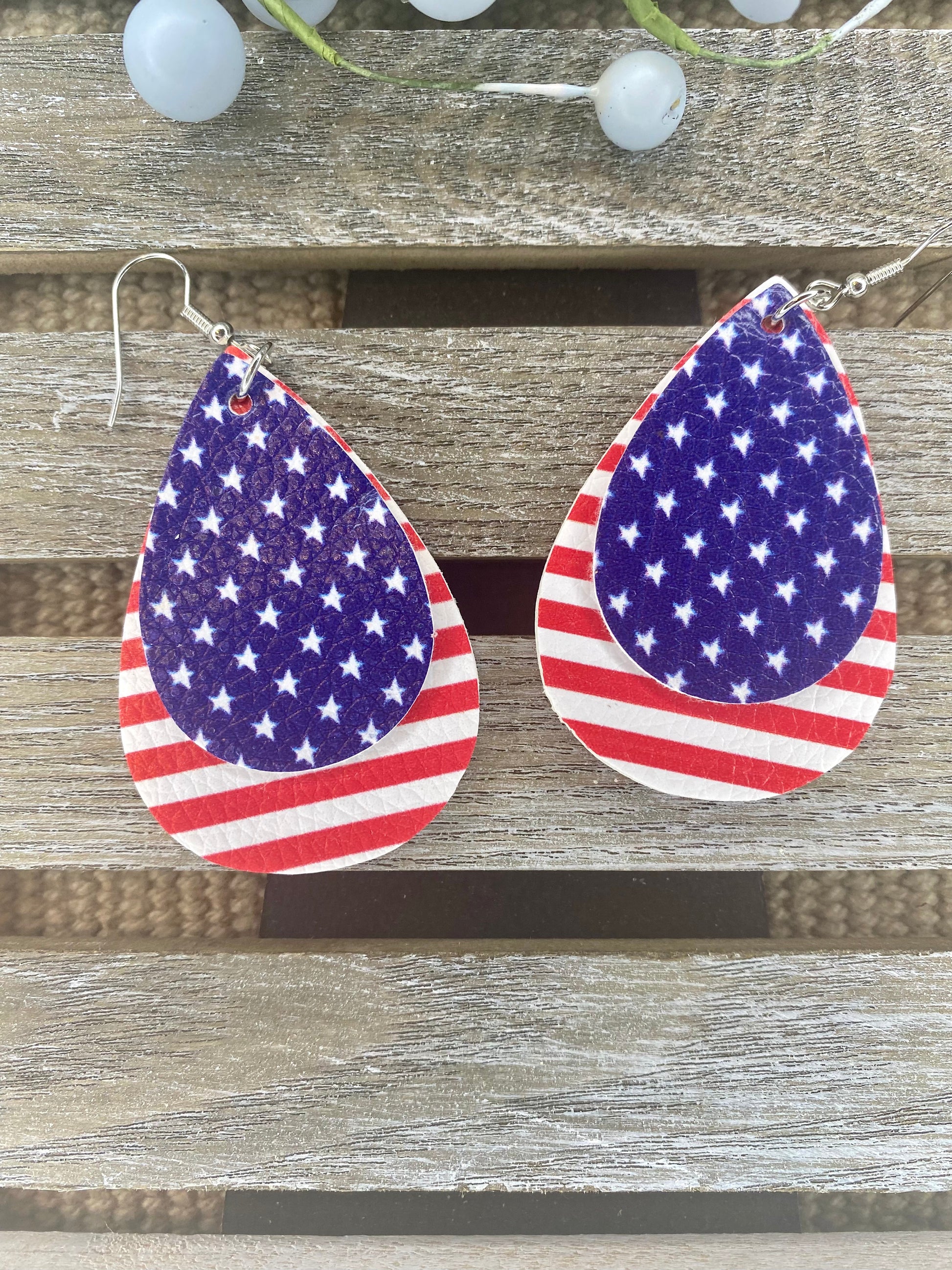 Doppelte Teardrop Patriotische Ohrringe