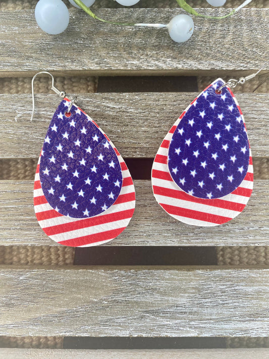 Doppelte Teardrop Patriotische Ohrringe