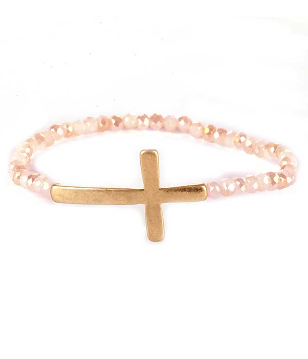 Facettierte Wulststreckarmbänder mit Kreuz