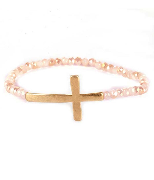 Facettierte Wulststreckarmbänder mit Kreuz