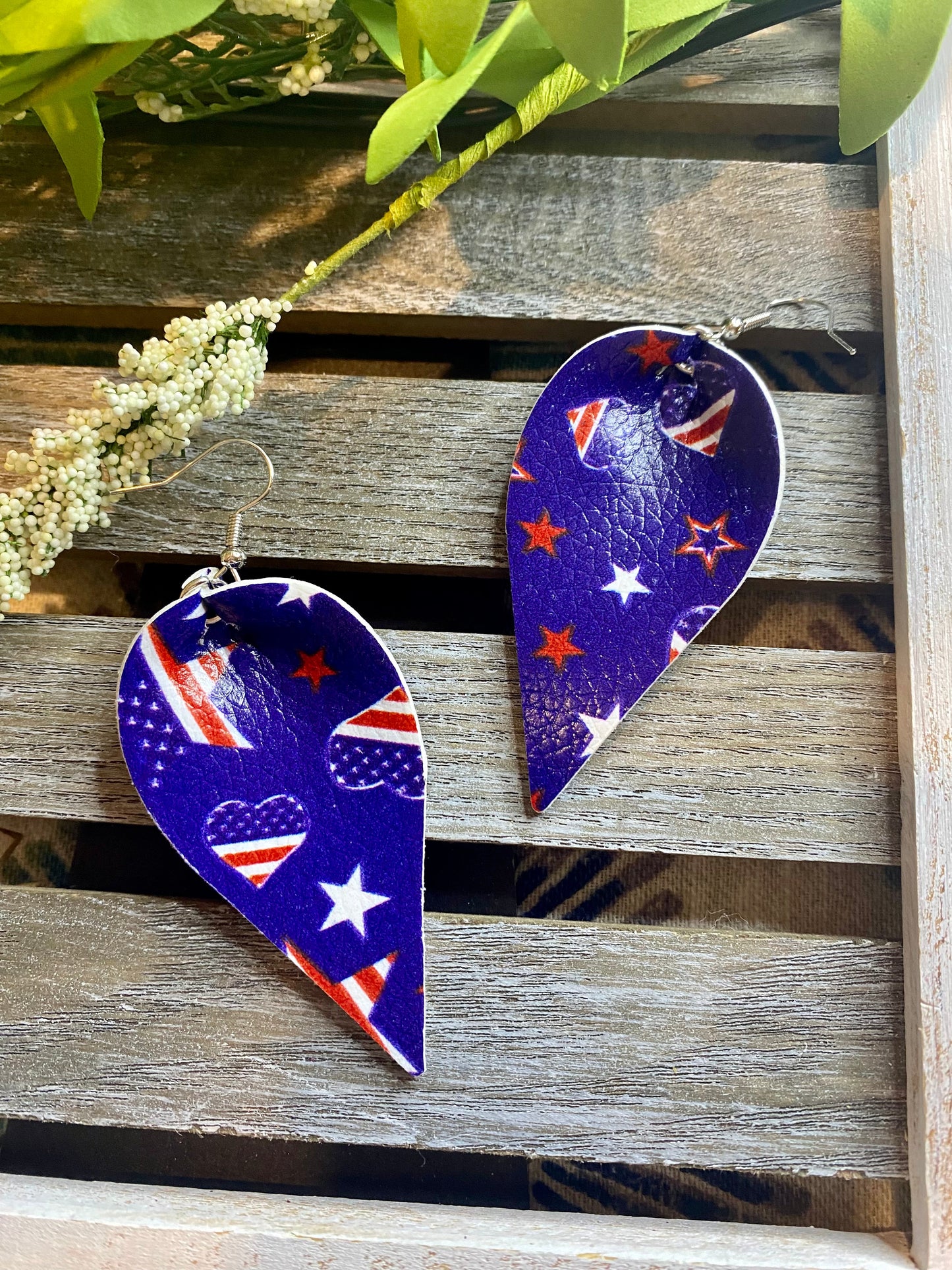 Petal Formte patriotische Ohrringe Vierte Juli Flagge