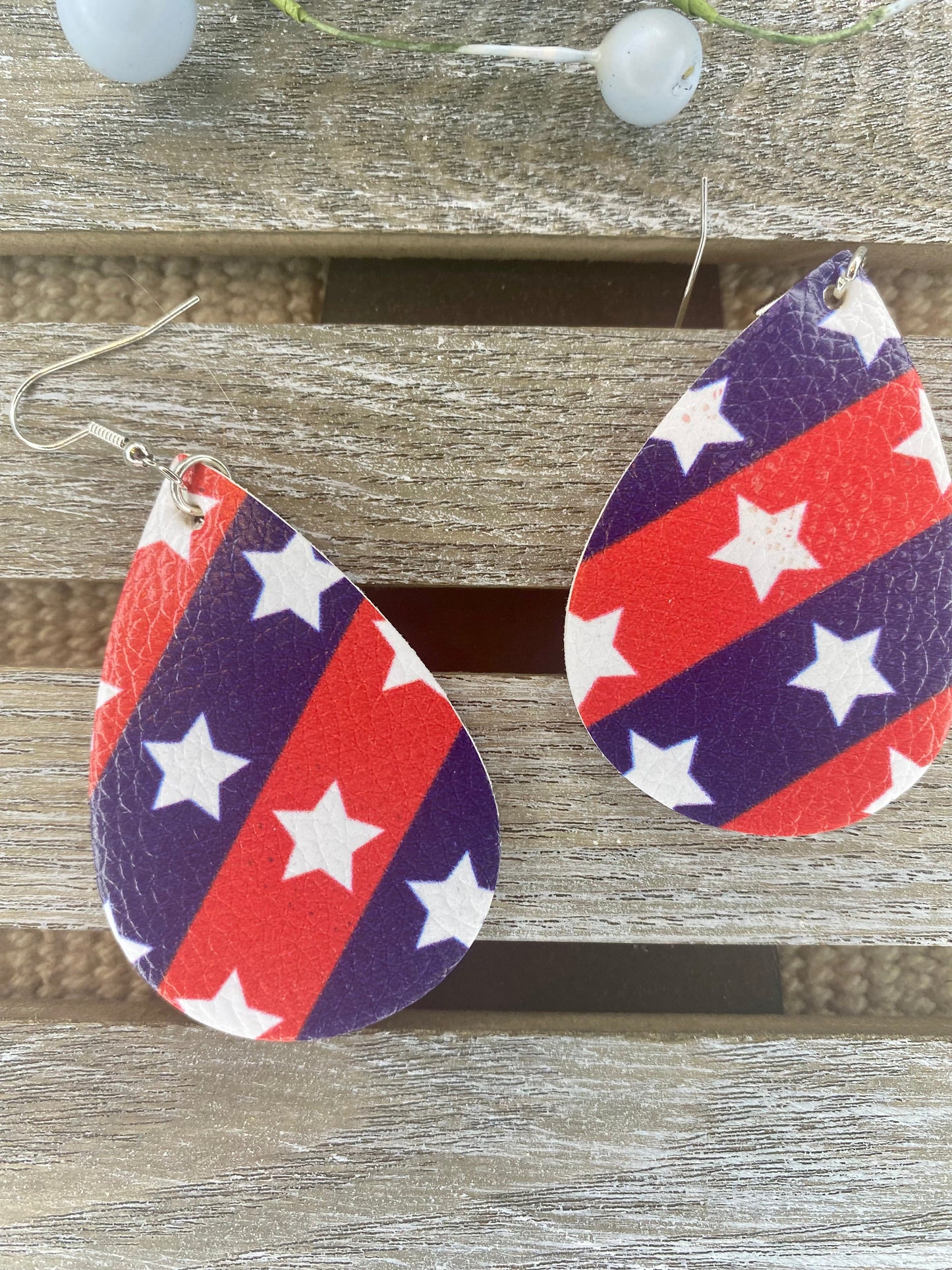 Teardrop Patriotische Ohrringe Vierter Juli Flaggen