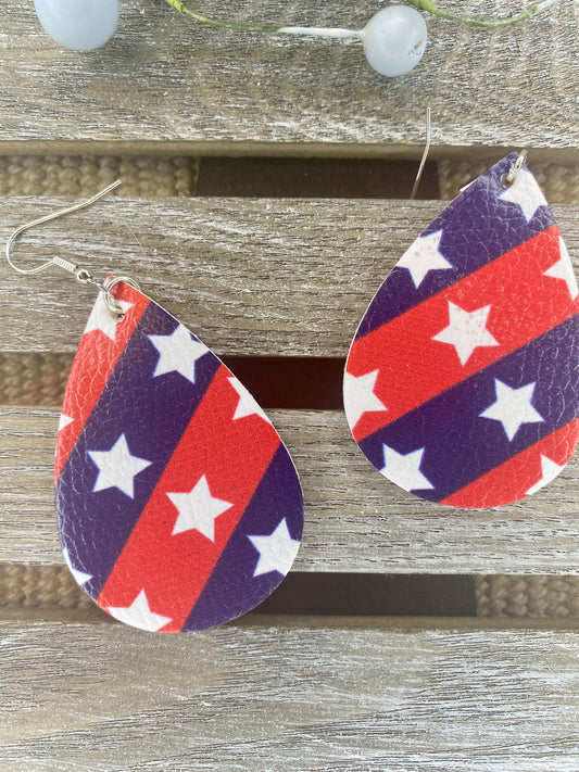 Teardrop Patriotische Ohrringe Vierter Juli Flaggen