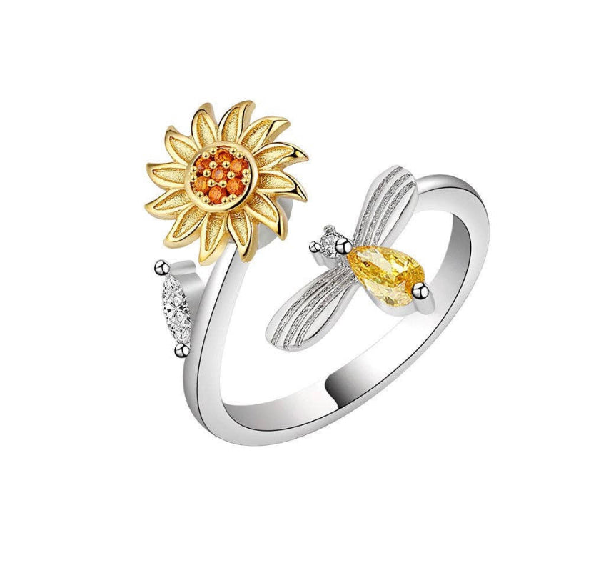 Bee & Sunflower Fidget Spinner Verstellbarer Ring