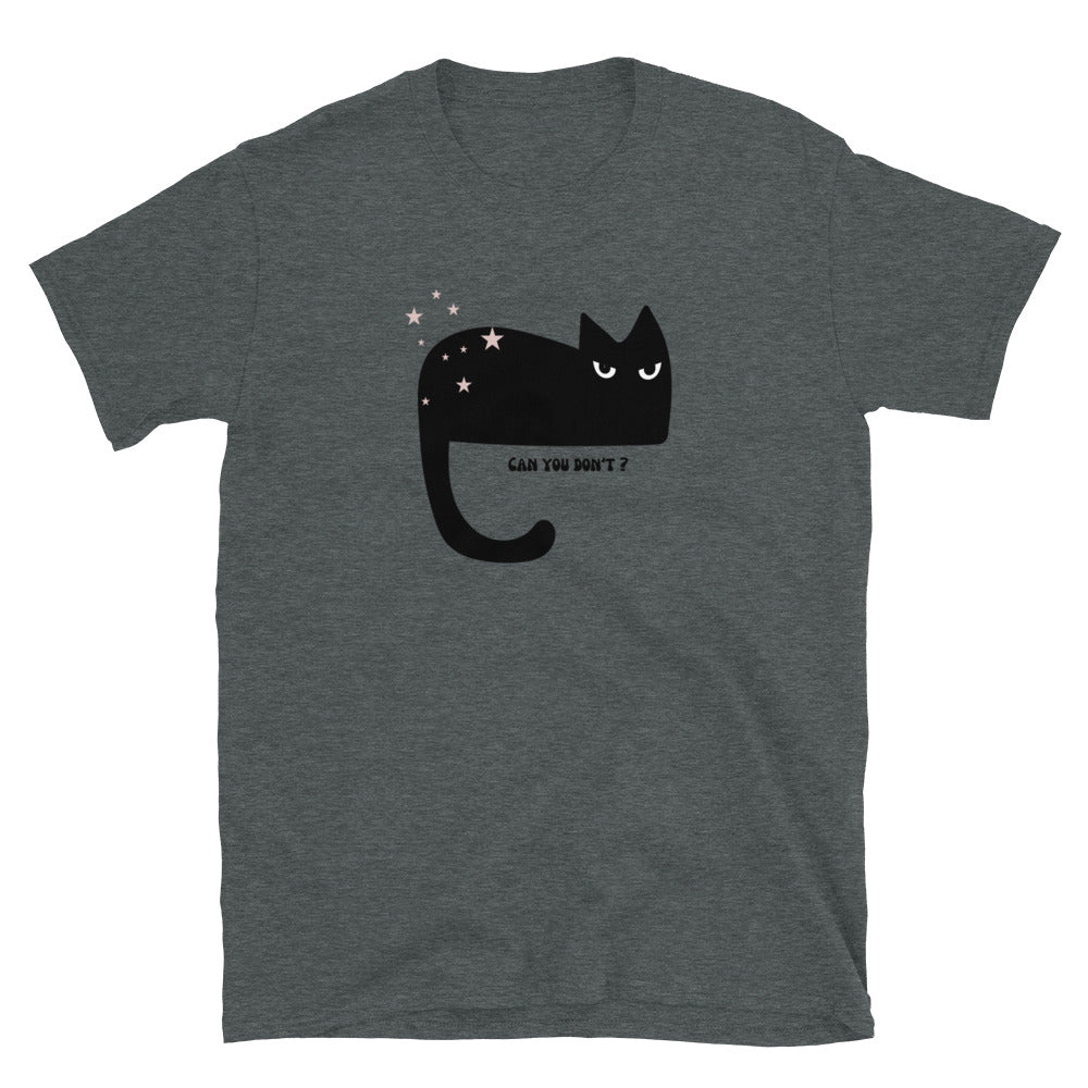 Schwarz Cat Lustige Kurzärmel Unisex T-Shirt