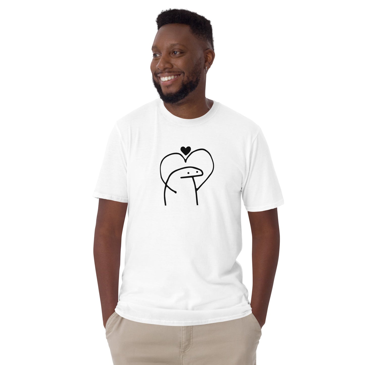 Stick Man Heart Gesture Kurzärmel Unisex Valentines Liebe T-Shirt