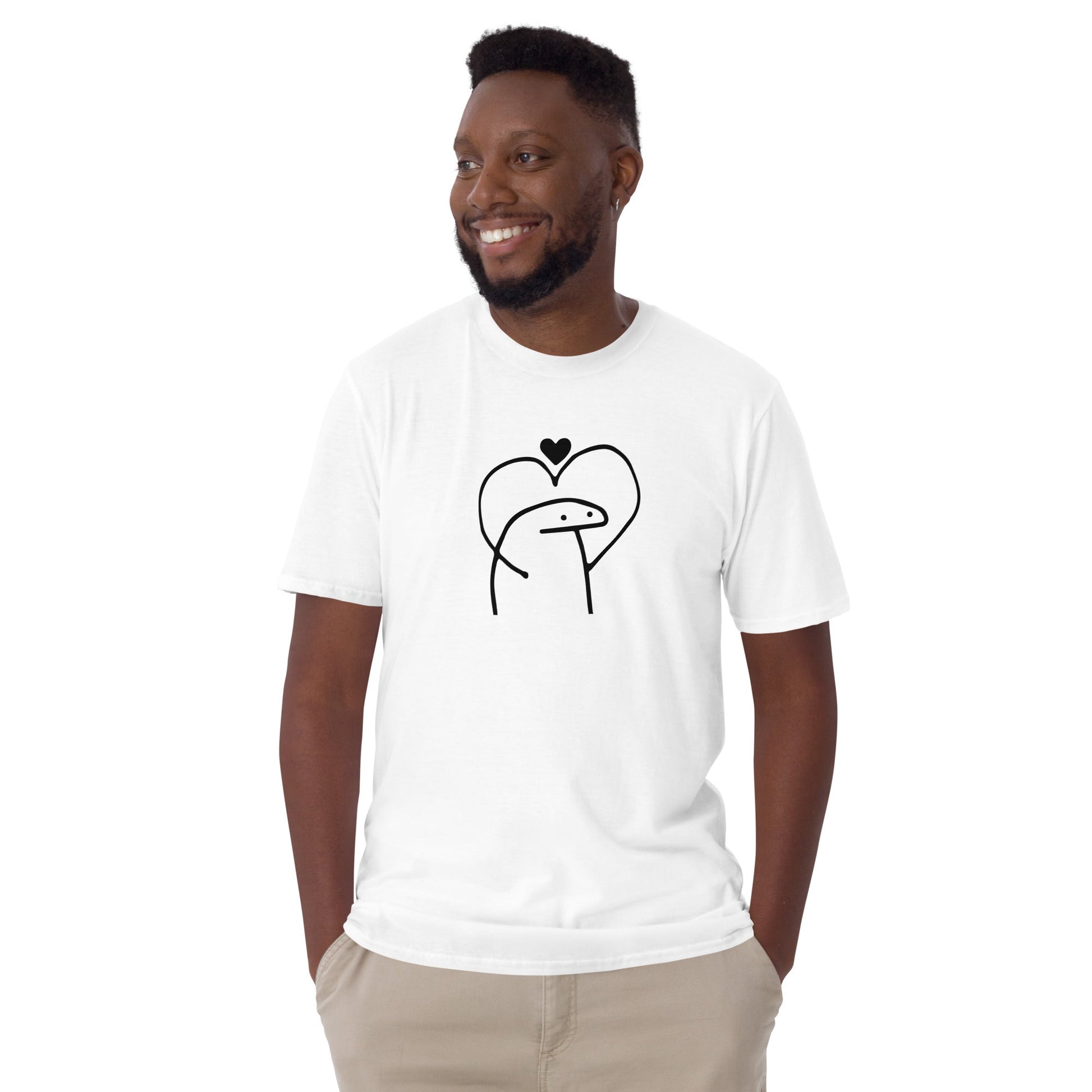 Stick Man Heart Gesture Kurzärmel Unisex Valentines Liebe T-Shirt