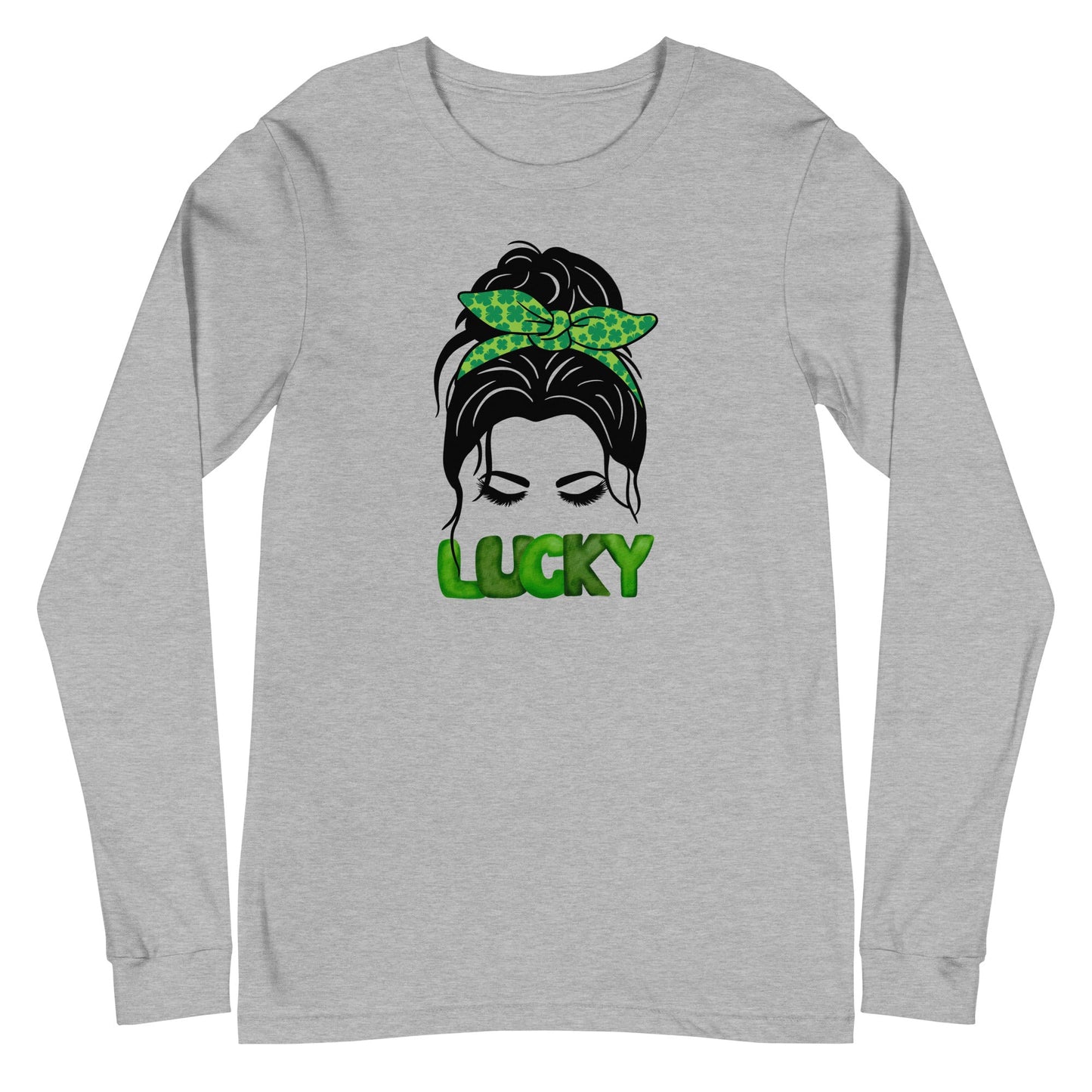 Lucky Lady mit Bow Shamrock Unisex Langarm Tee St Patrick's Day