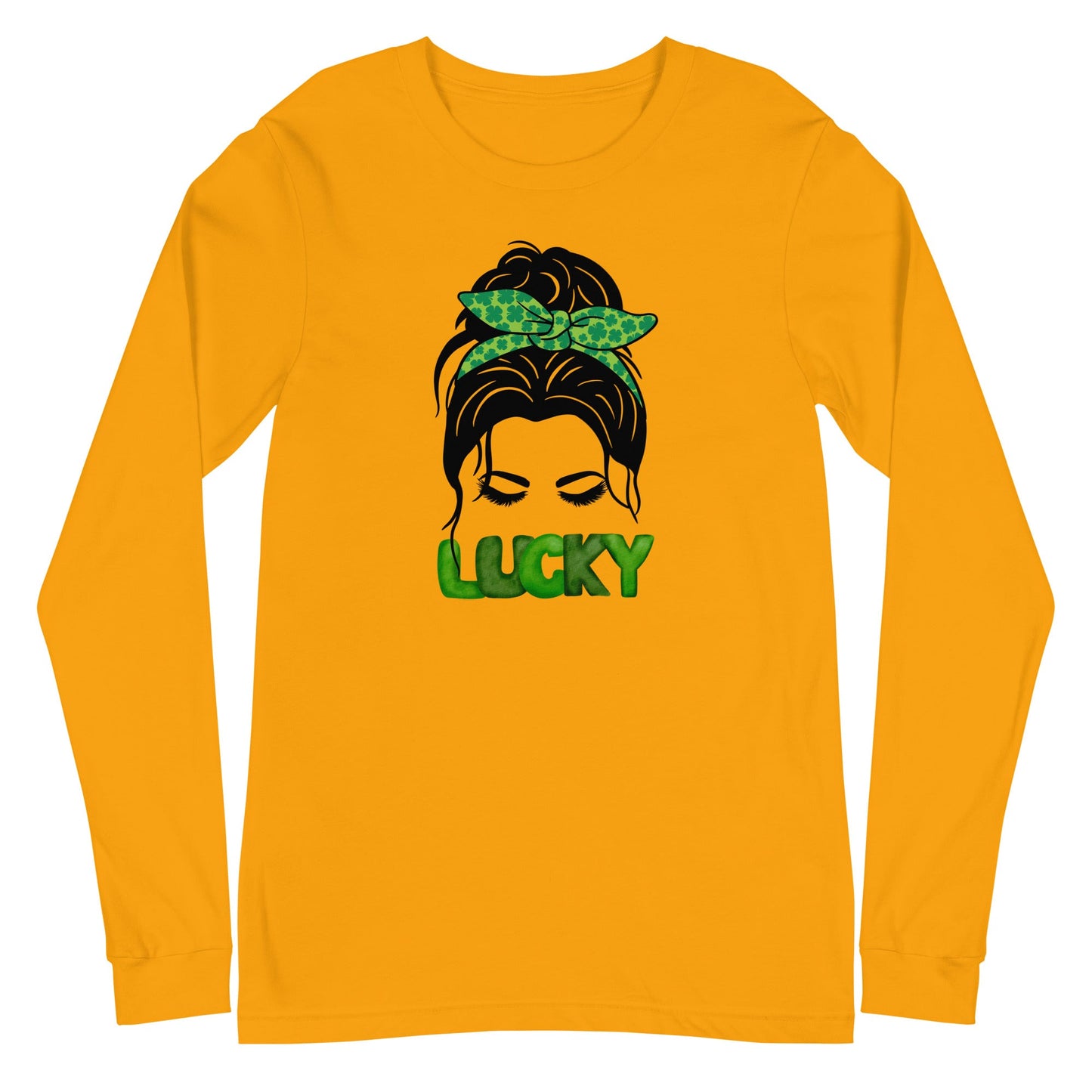Lucky Lady mit Bow Shamrock Unisex Langarm Tee St Patrick's Day