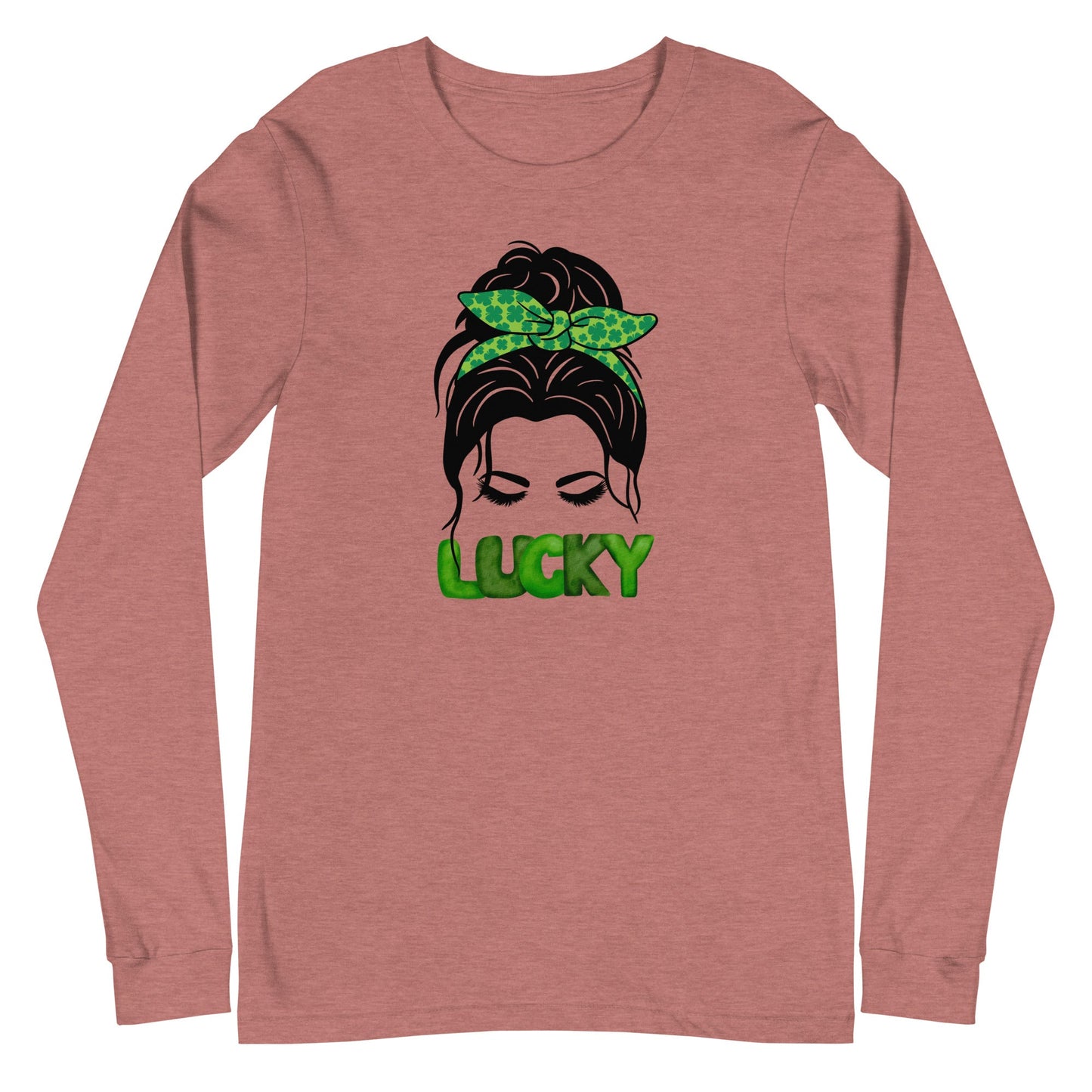 Lucky Lady mit Bow Shamrock Unisex Langarm Tee St Patrick's Day
