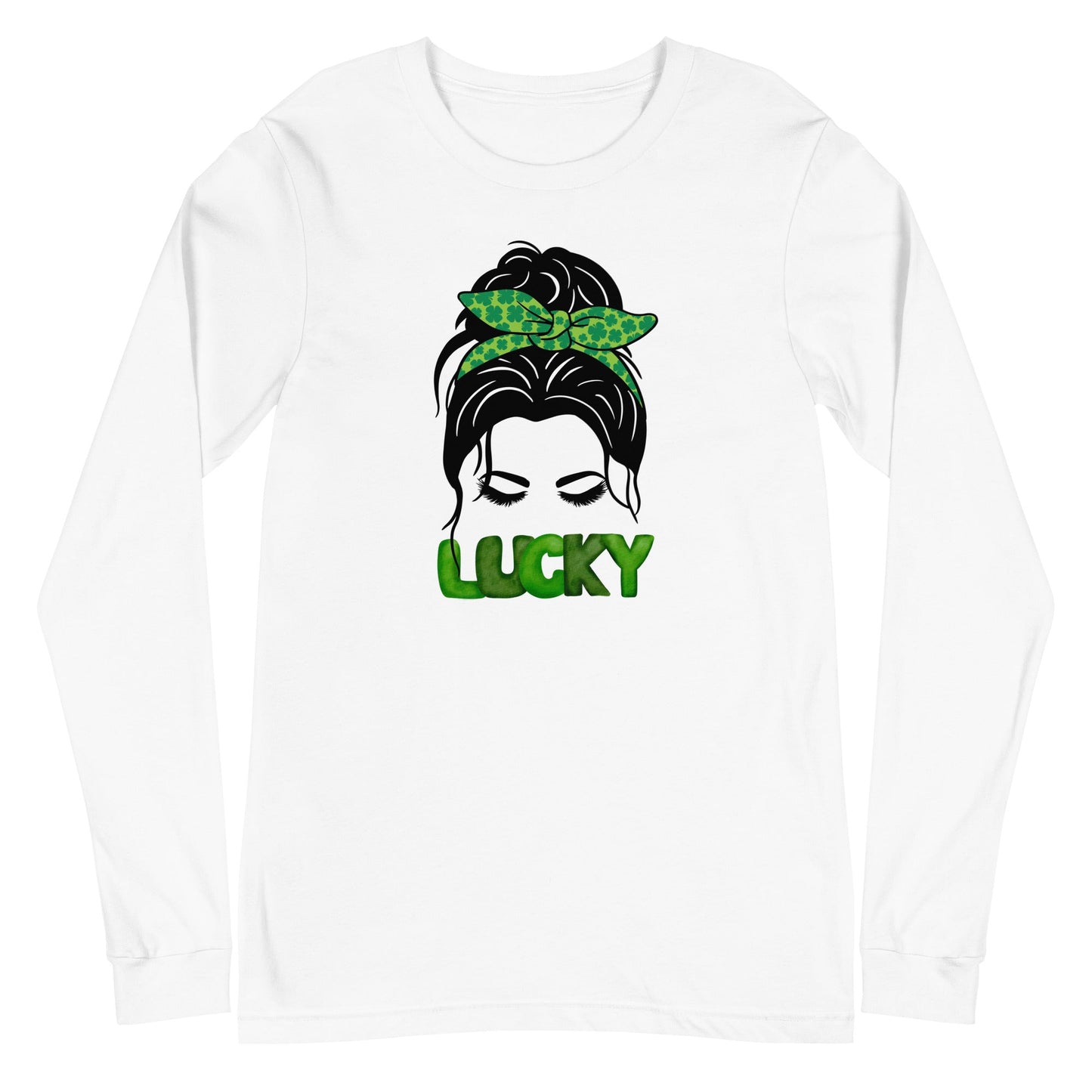 Lucky Lady mit Bow Shamrock Unisex Langarm Tee St Patrick's Day